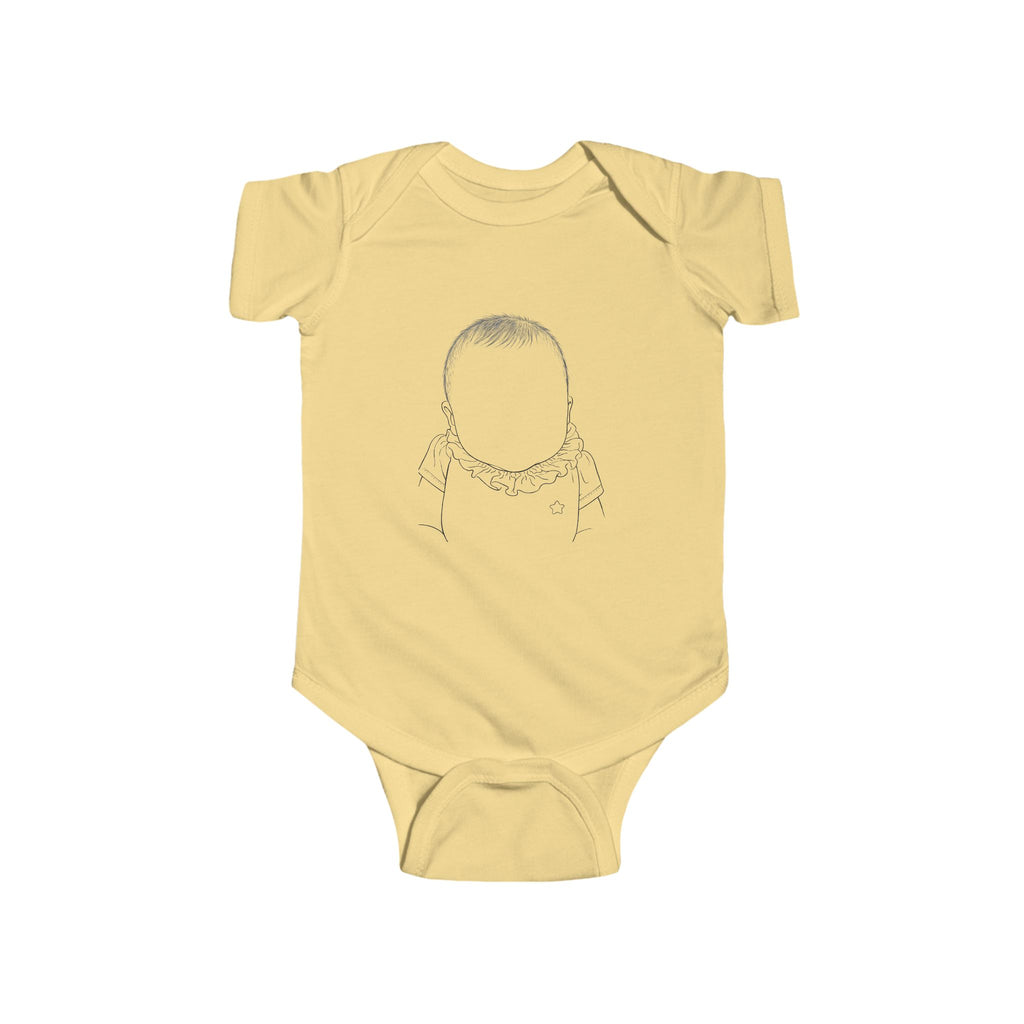 Personalized Baby Bodysuit with Portrait & Printed Nickname on the Back — Cute Newborn Onesie
