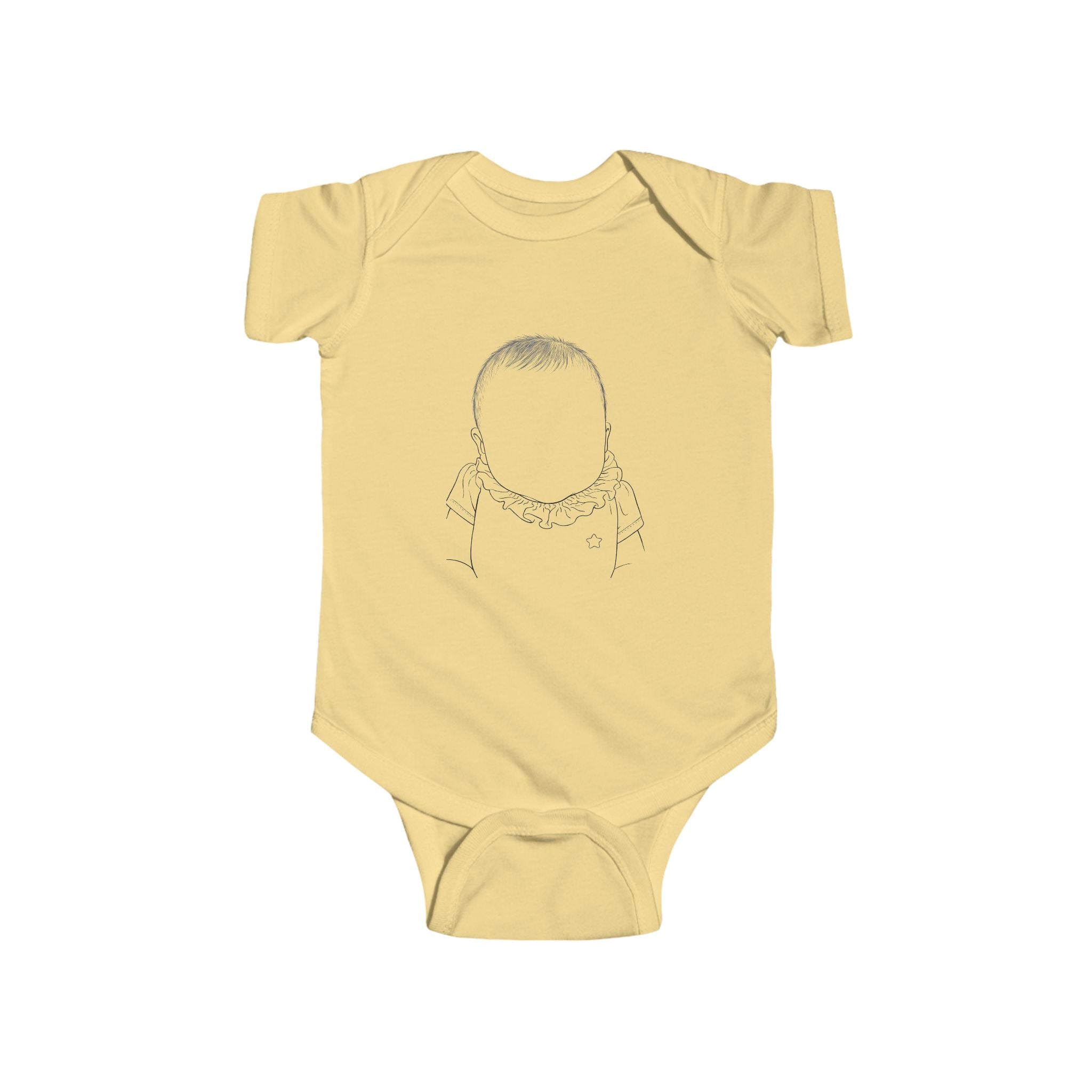 Personalized Baby Bodysuit with Portrait & Printed Nickname on the Back — Cute Newborn Onesie