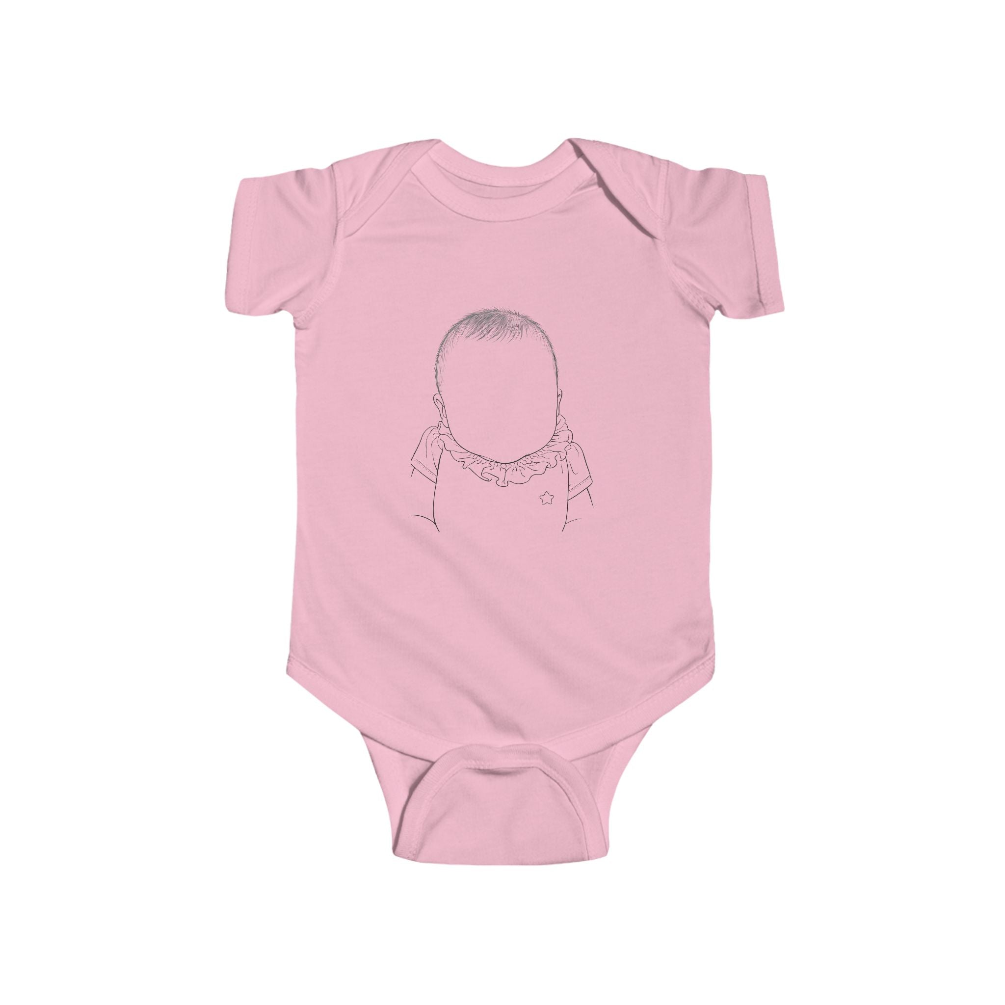 Personalized Baby Bodysuit with Portrait & Printed Nickname on the Back — Cute Newborn Onesie
