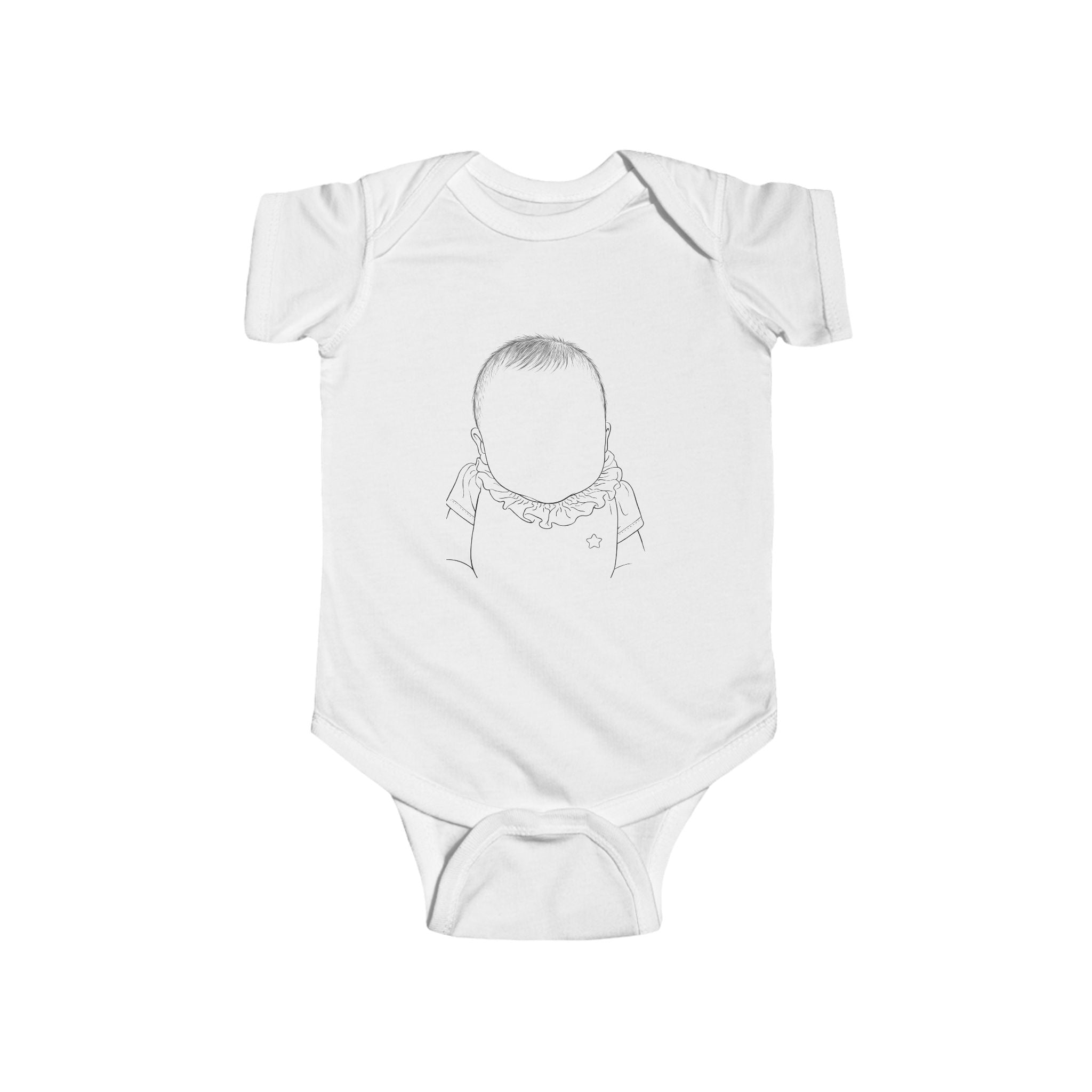 Personalized Baby Bodysuit with Portrait & Printed Nickname on the Back — Cute Newborn Onesie