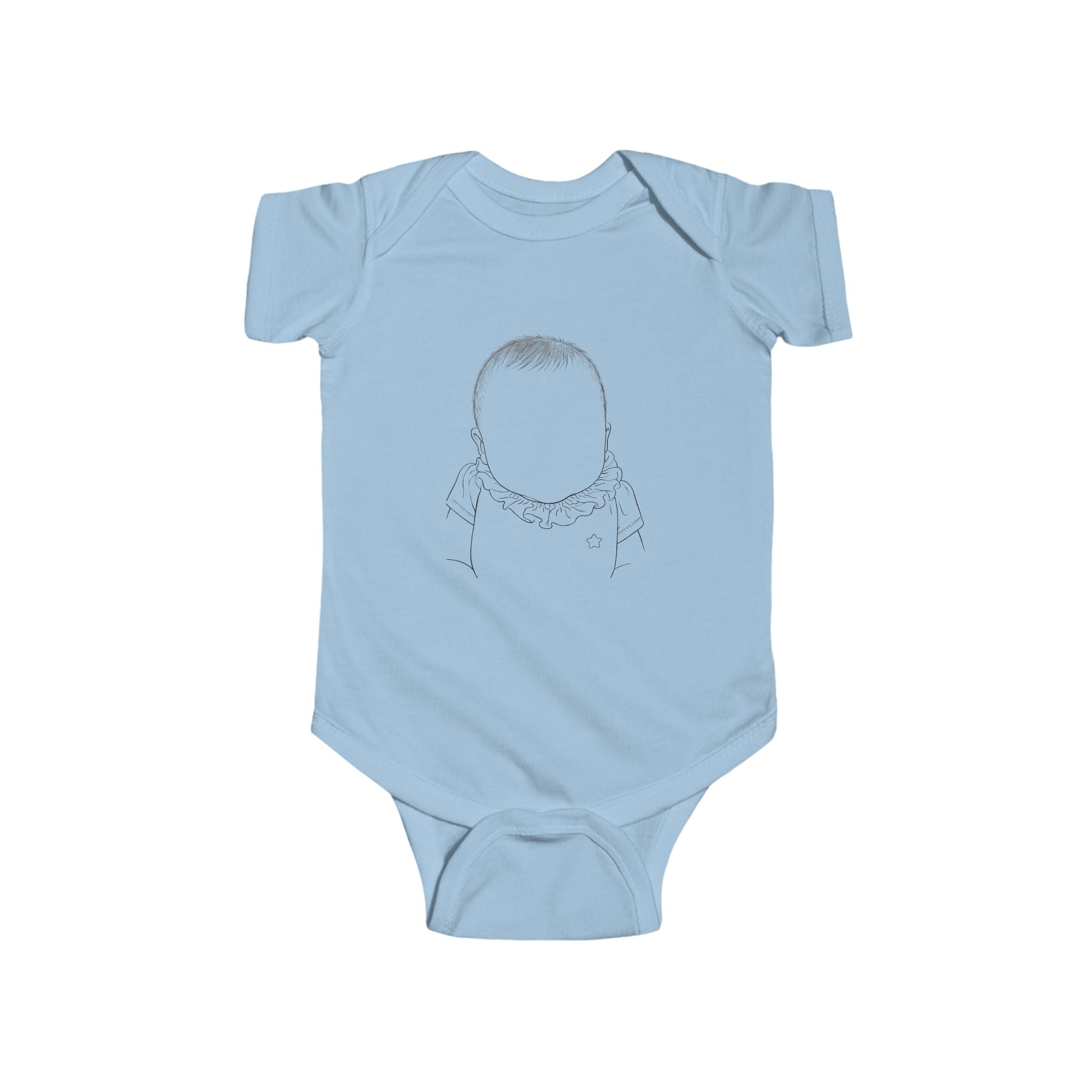 Personalized Baby Bodysuit with Portrait & Printed Nickname on the Back — Cute Newborn Onesie